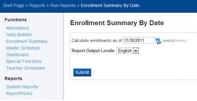 enrollment summary by date